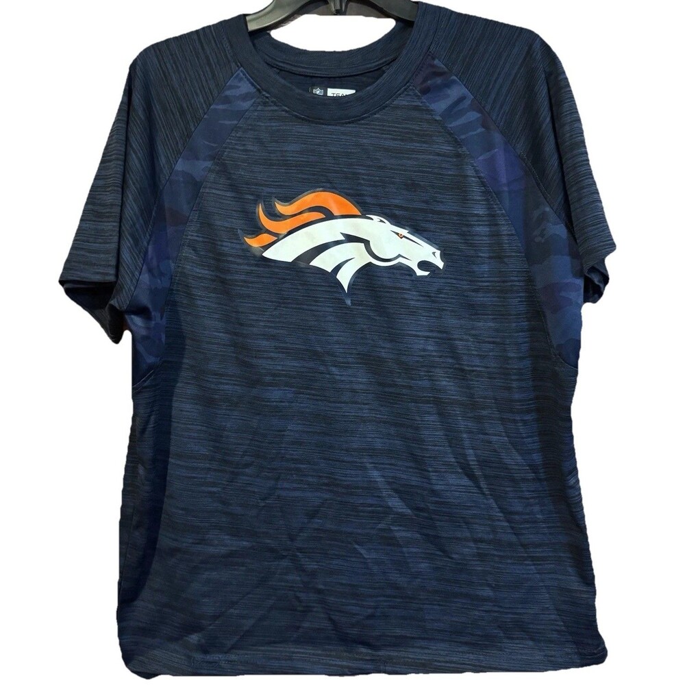 Denver Broncos Shirt Mens Small S NFL Team Apparel Navy Camo Raglan Performance